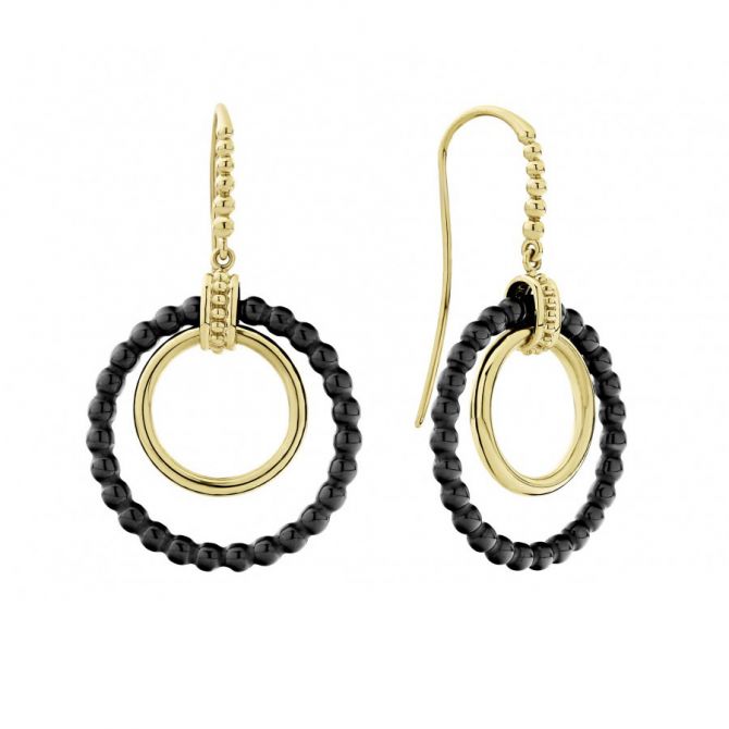 LAGOS Black Caviar Gold Drop Earrings