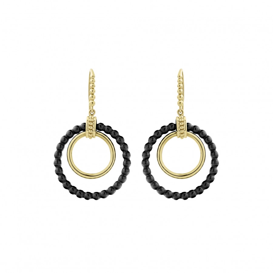 LAGOS Black Caviar Gold Drop Earrings