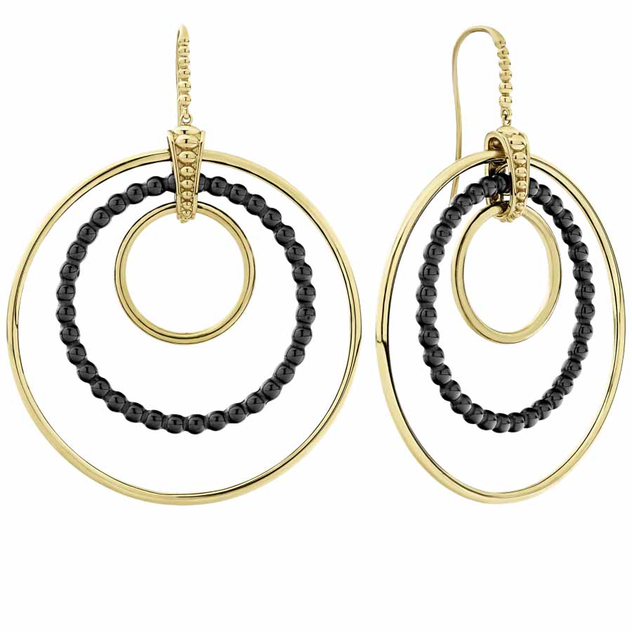 LAGOS Gold & Black Caviar Gold Drop Earrings