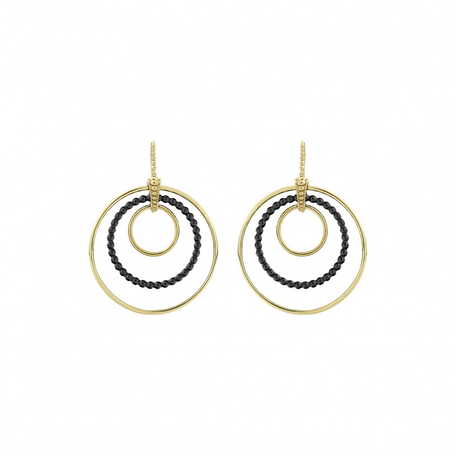 LAGOS Gold & Black Caviar Gold Drop Earrings