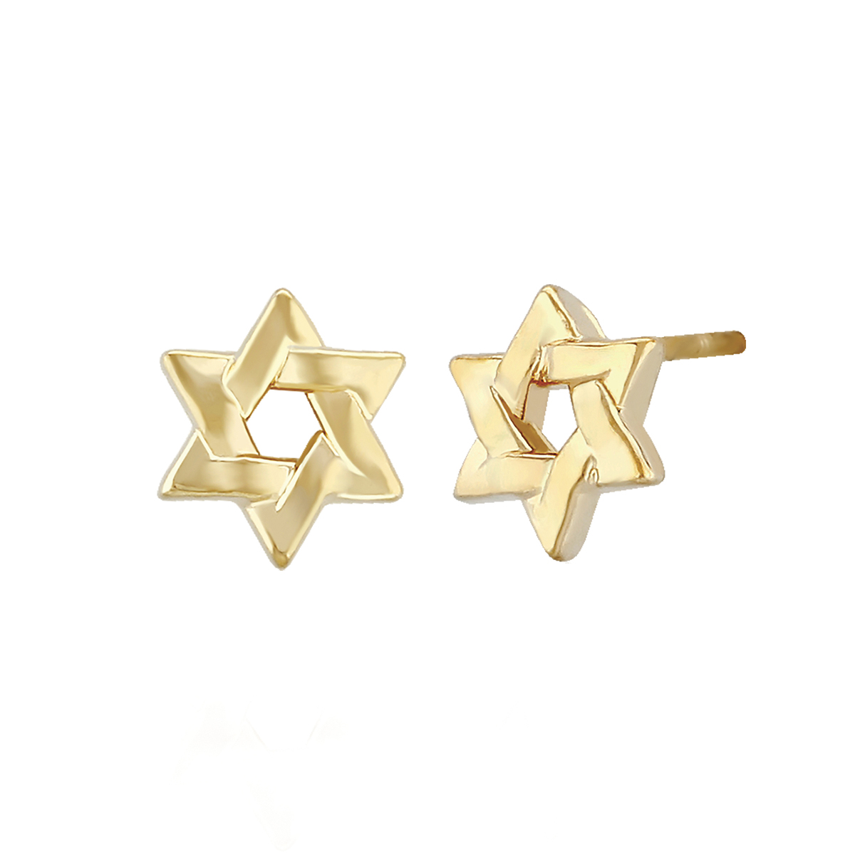 Yellow Gold Star of David Earrings