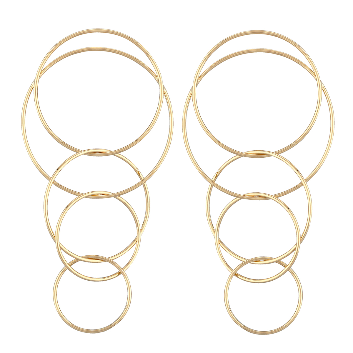 Yellow Gold Thin Interlocking Circle Post Back Drop Earrings Borsheims