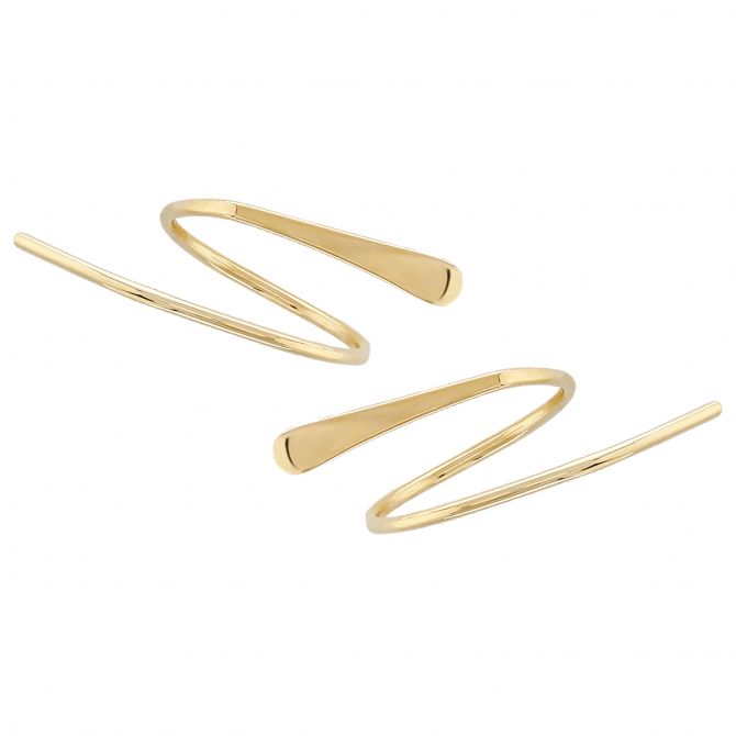 Yellow Gold Flat Wire Zig Zag Climber Earrings