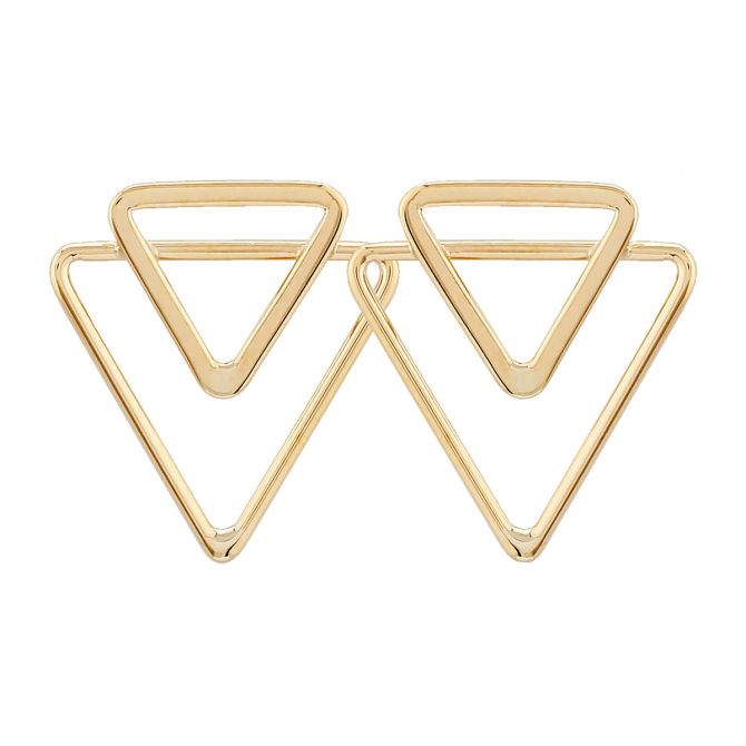 Yellow Gold Double Triangle Post Back Earrings