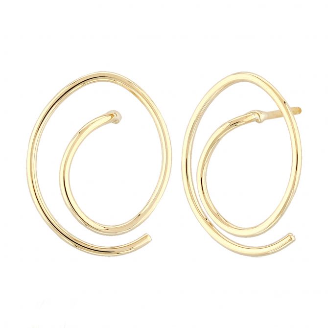Yellow Gold Wire Spiral Post Earrings