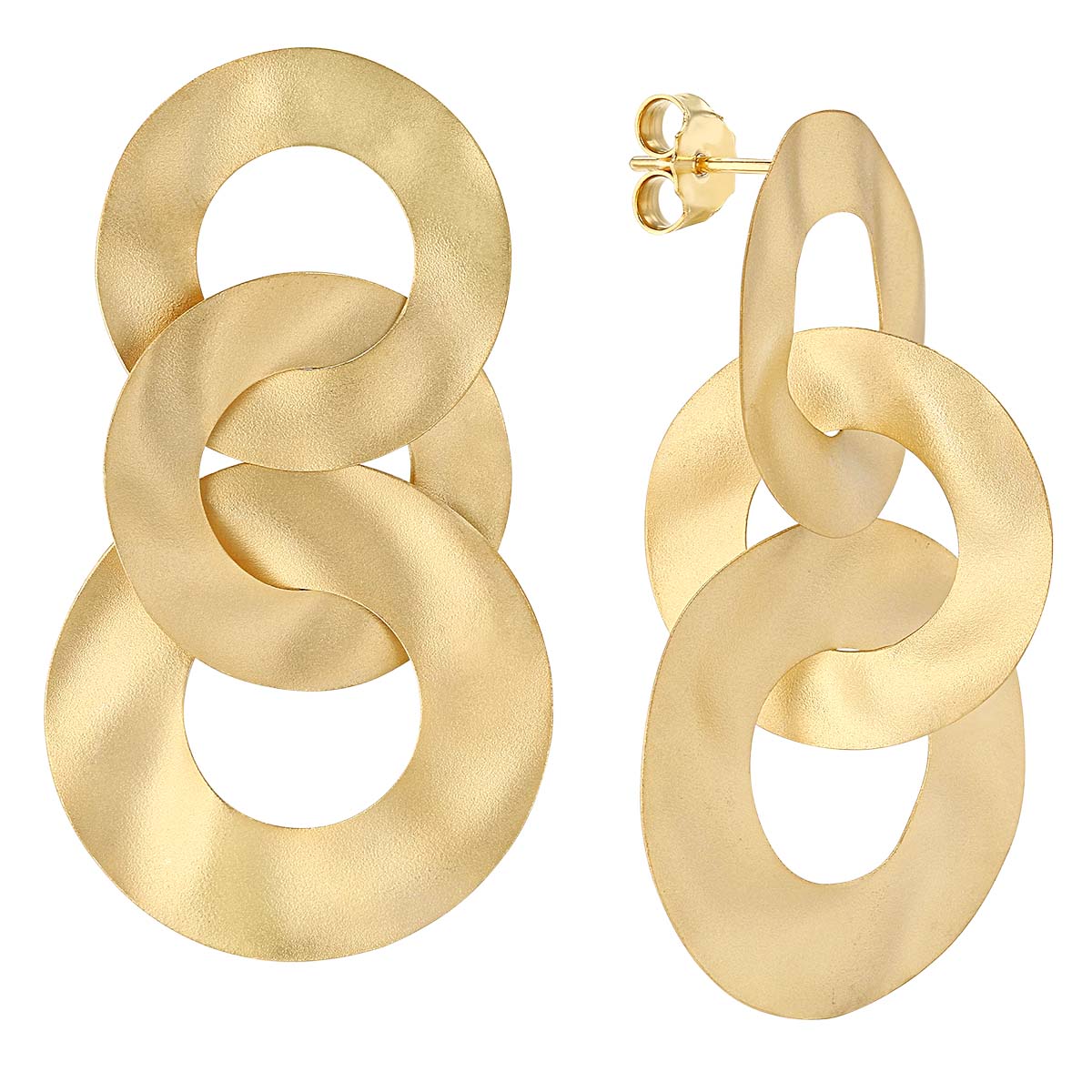 Marika Yellow Gold Triple Circle Link Dangle Earrings