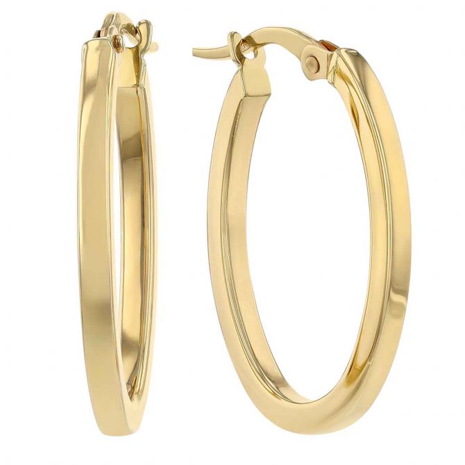 Roberto Coin Perfect Gold Hoops Petite Yellow Gold Oval Hoop Earrings, 15x25 mm