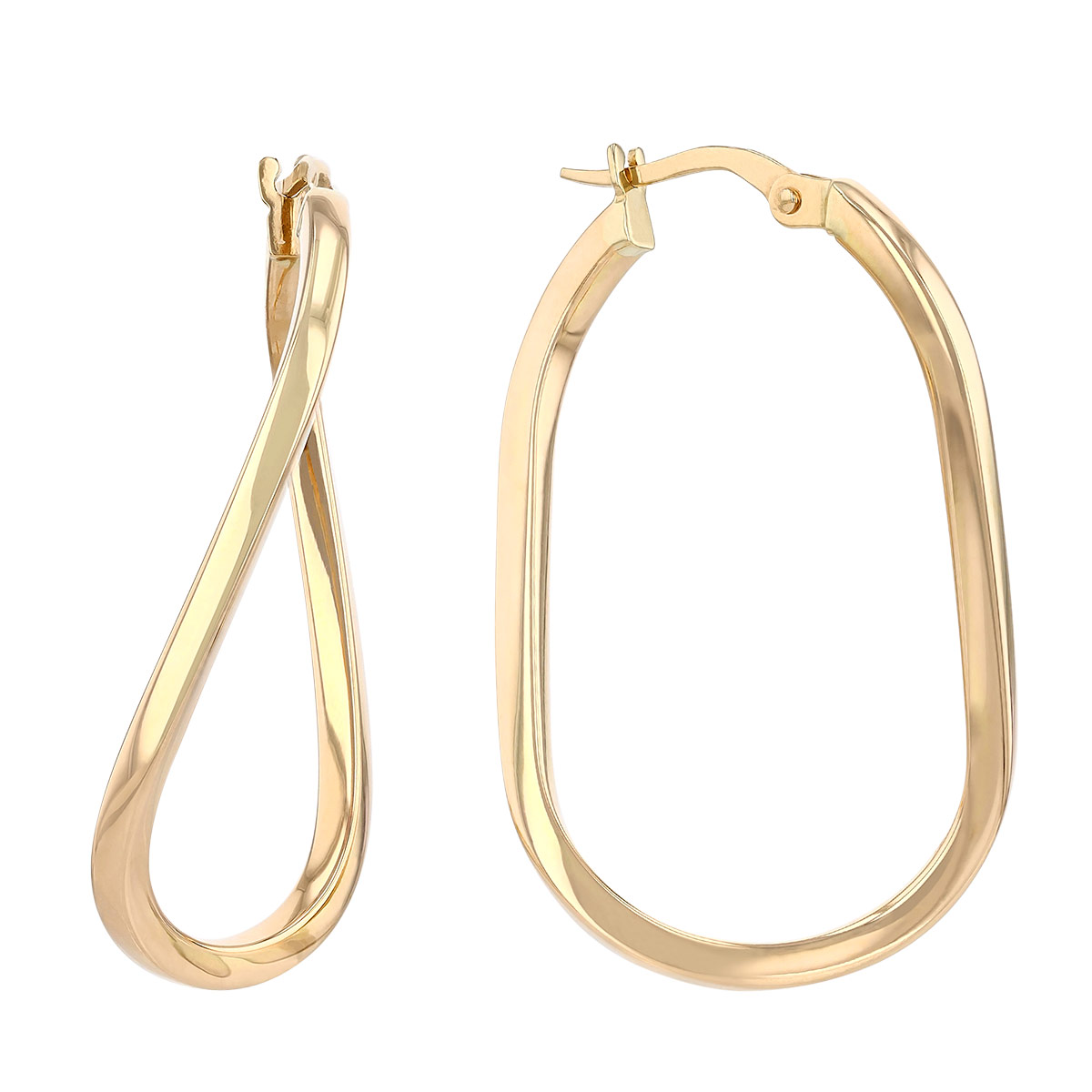 Roberto Coin Oro Classic Yellow Gold Oval Twisted Hoop Earrings