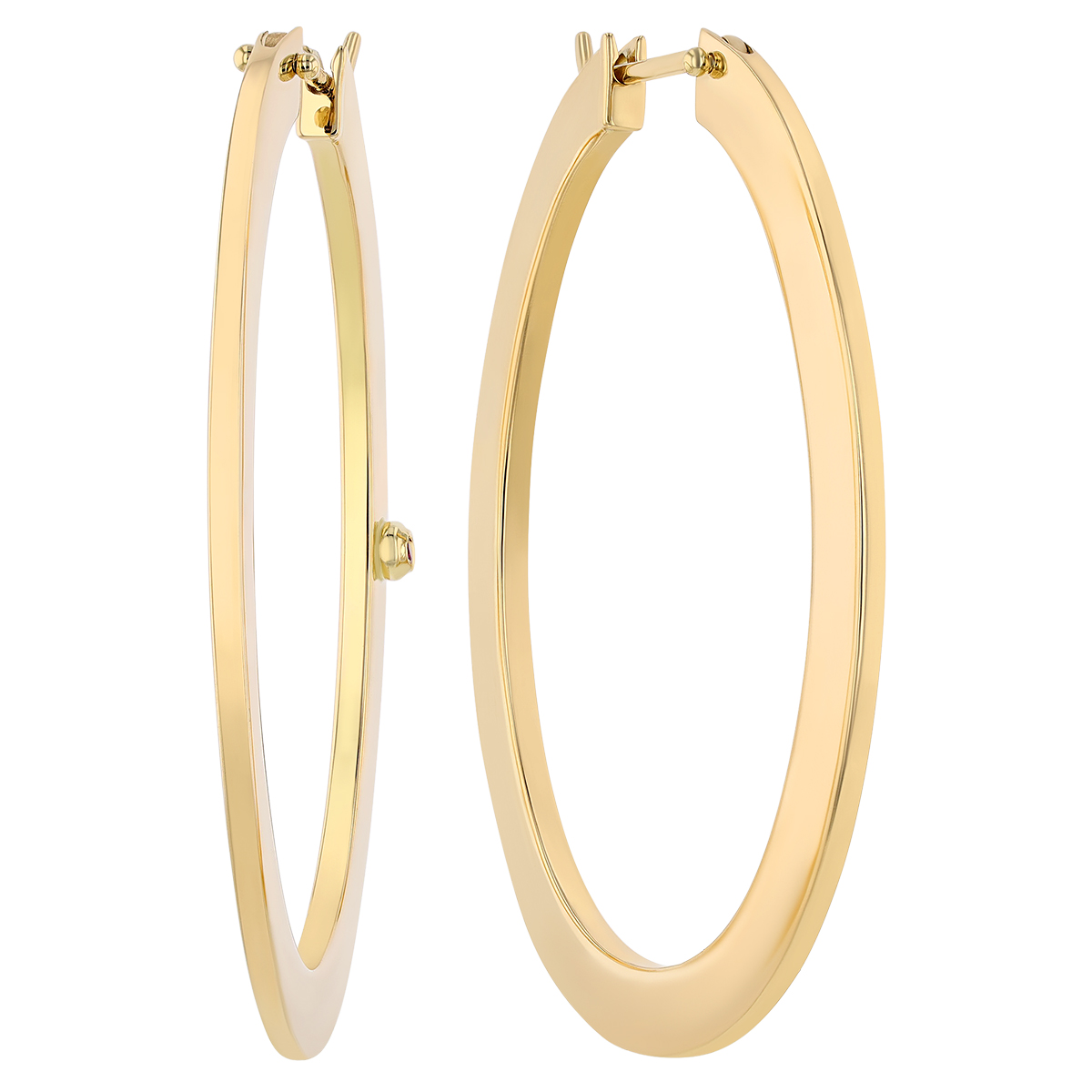 Roberto Coin Yellow Gold Square Edge Flat Oval Hoop Earrings