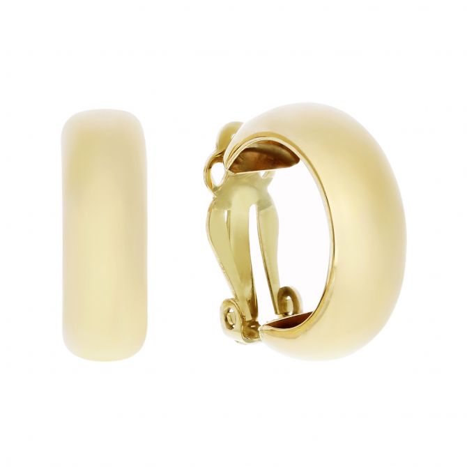 Yellow Gold Clip On Half Hoop Earrings