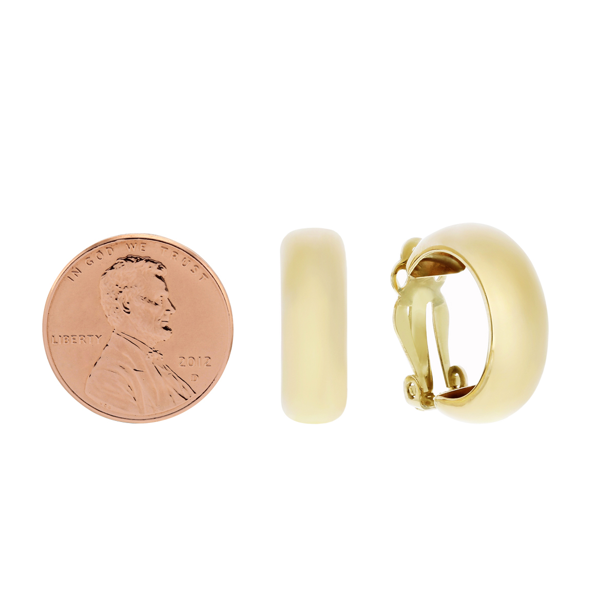 Yellow Gold Clip On Half Hoop Earrings