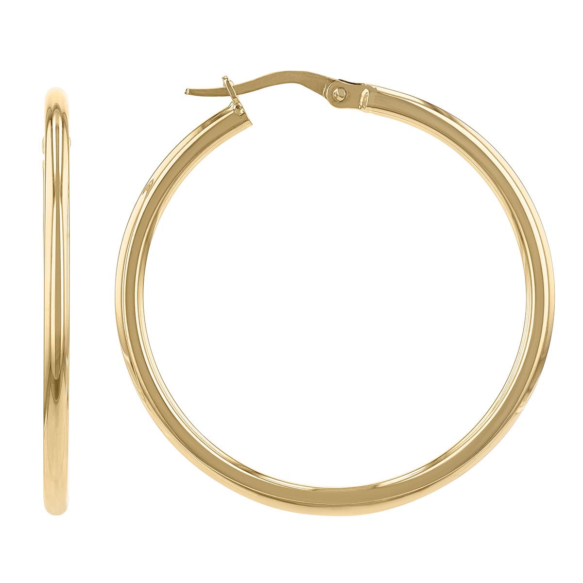 Roberto Coin Perfect Hoops Yellow Gold Tube Hoop Earrings, 35 mm