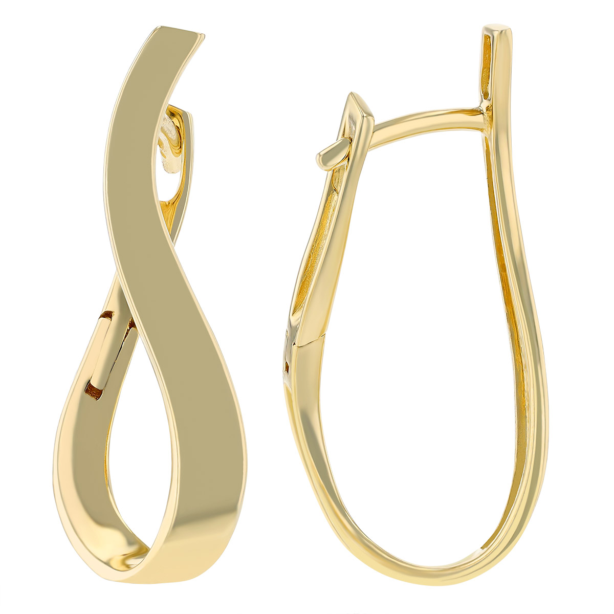 Yellow Gold Wavy Hoop Earrings, 26 mm