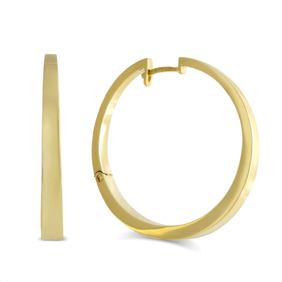 Yellow Gold Tapered Hoop Earrings, 32 mm Borsheims