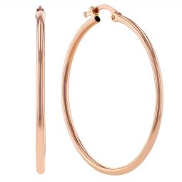 Rose Gold Thin Tube Hoop Earrings, 1.5 x 30 mm