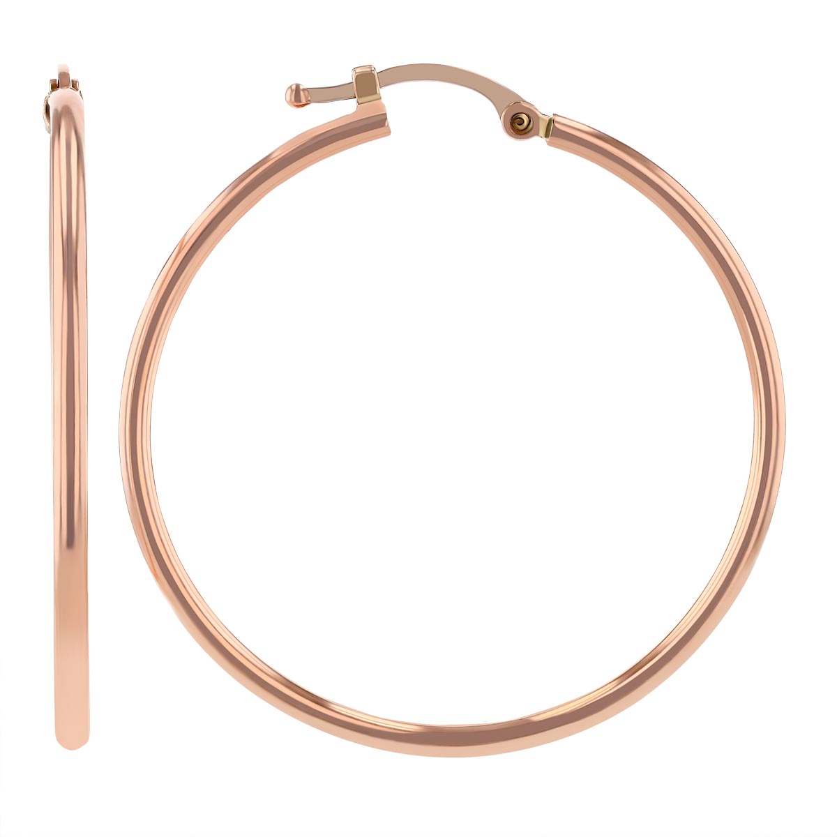 Rose Gold Thin Tube Hoop Earrings, 1.5 x 30 mm
