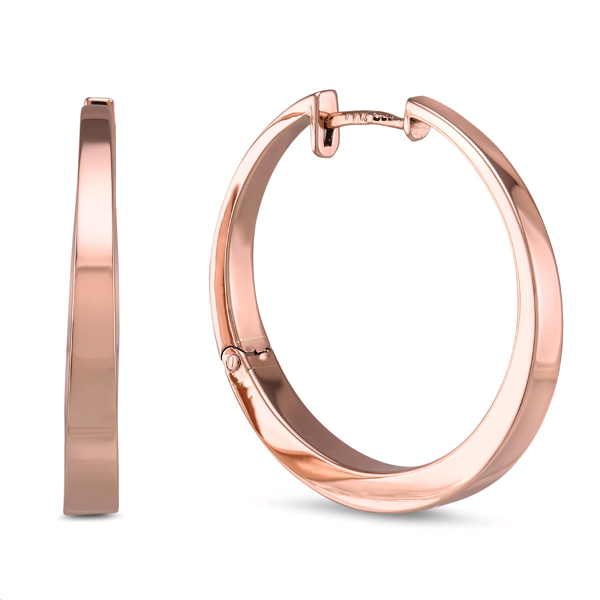 Rose Gold Tapered Hoop Earrings, 27 mm Borsheims