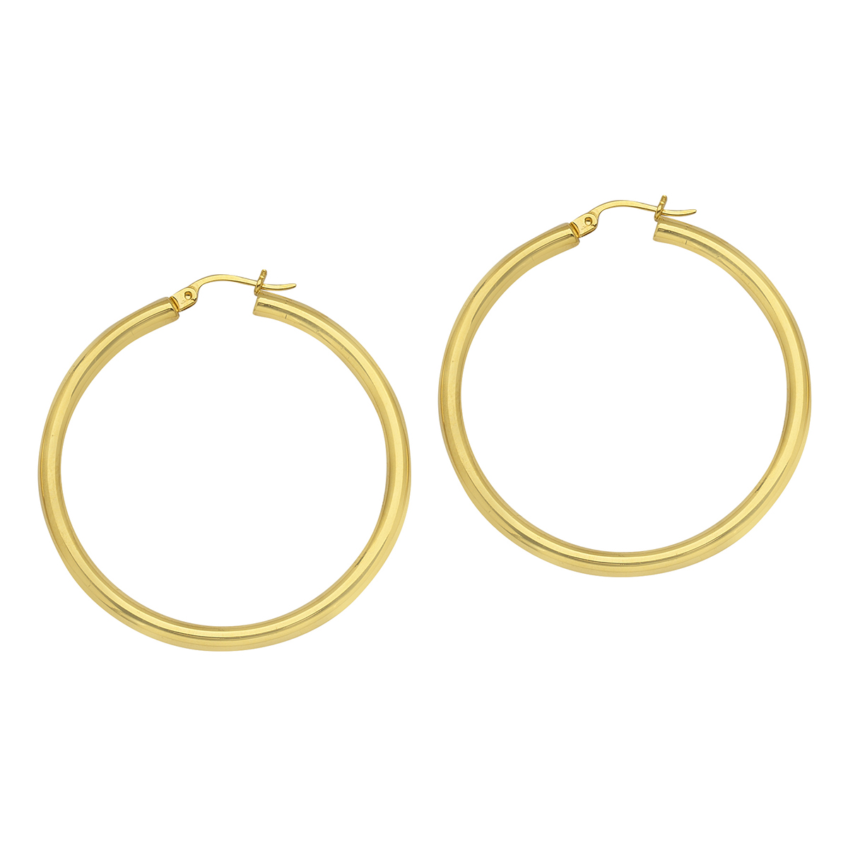 Yellow Gold Hoop Earrings, 30 mm