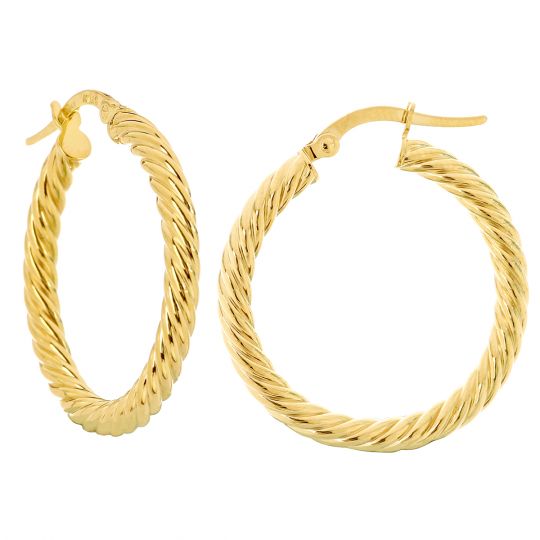 gold twisted rope hoop earrings