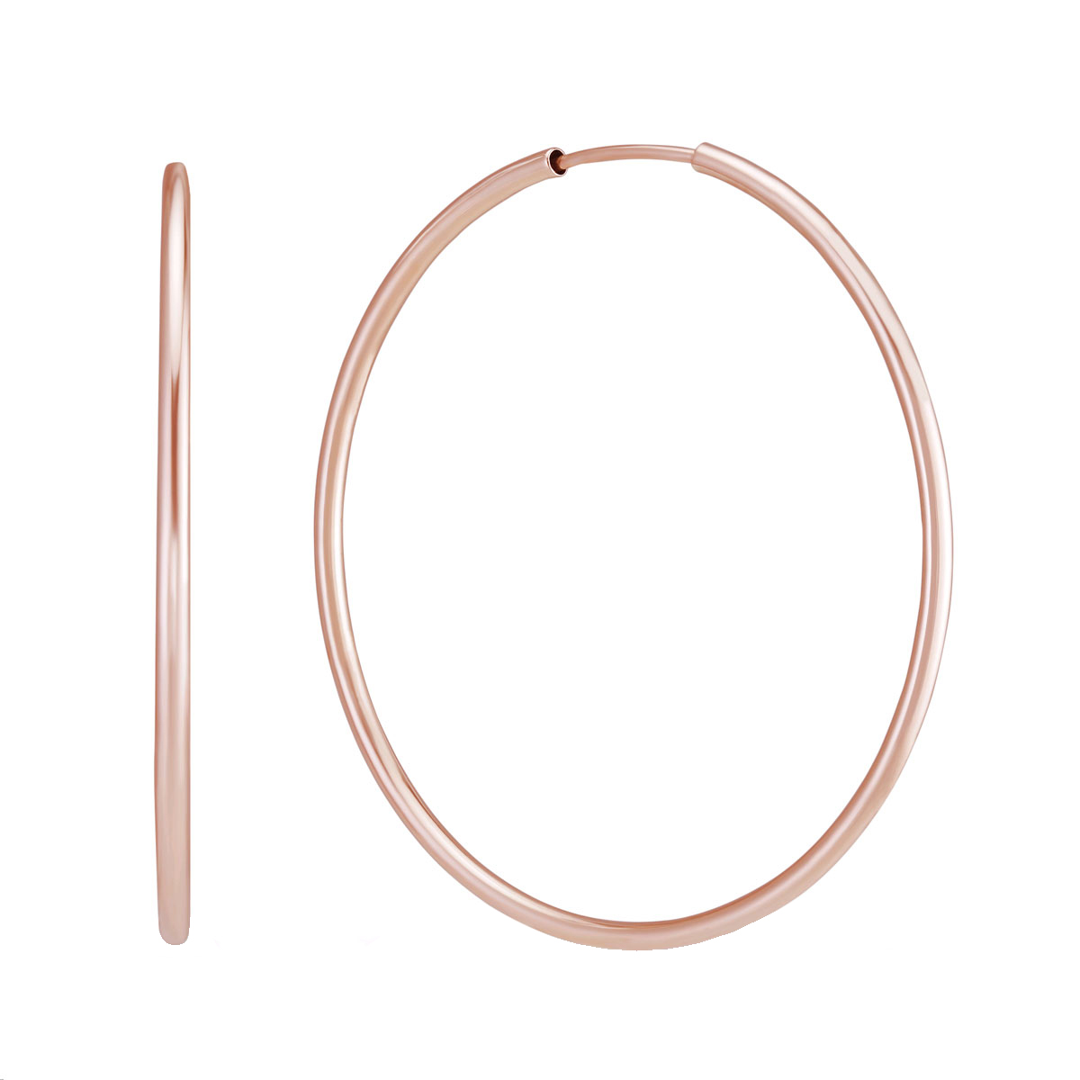 Rose Gold Endless Hoop Earrings, 1.5 x 40 mm