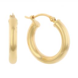Image for Yellow Gold Tube Hoop Earrings, 18 mm