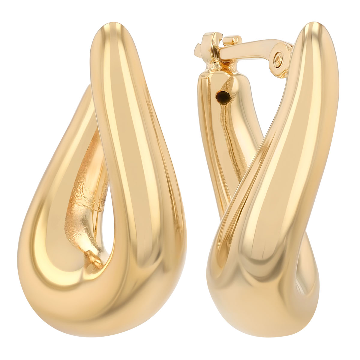 Yellow Gold Wavy Twist Chubby Hoop Earrings