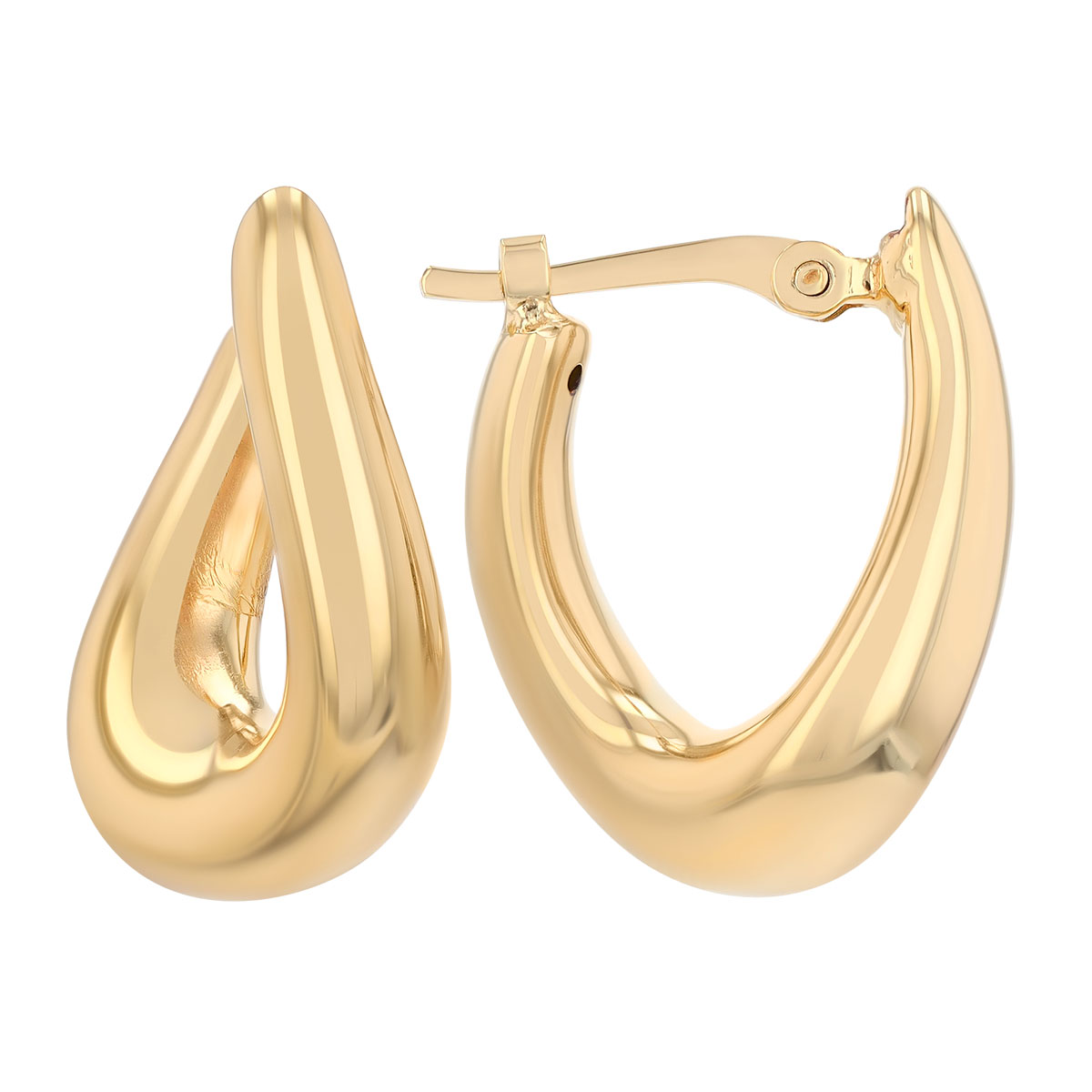 Yellow Gold Wavy Twist Chubby Hoop Earrings