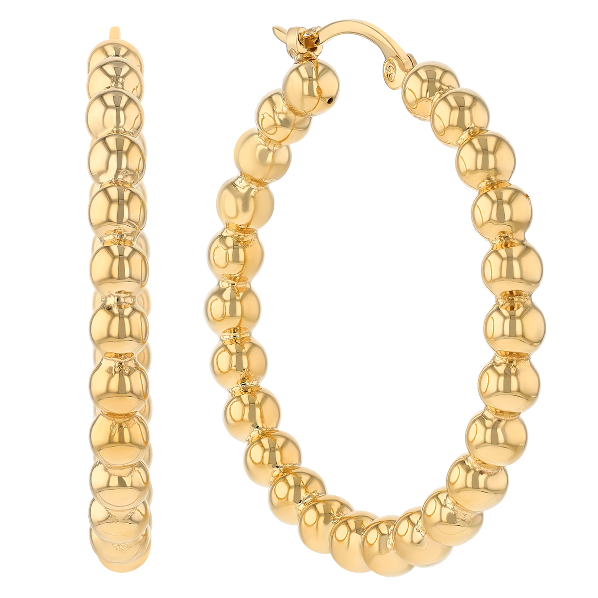 Yellow Gold Beaded Hoop Earrings