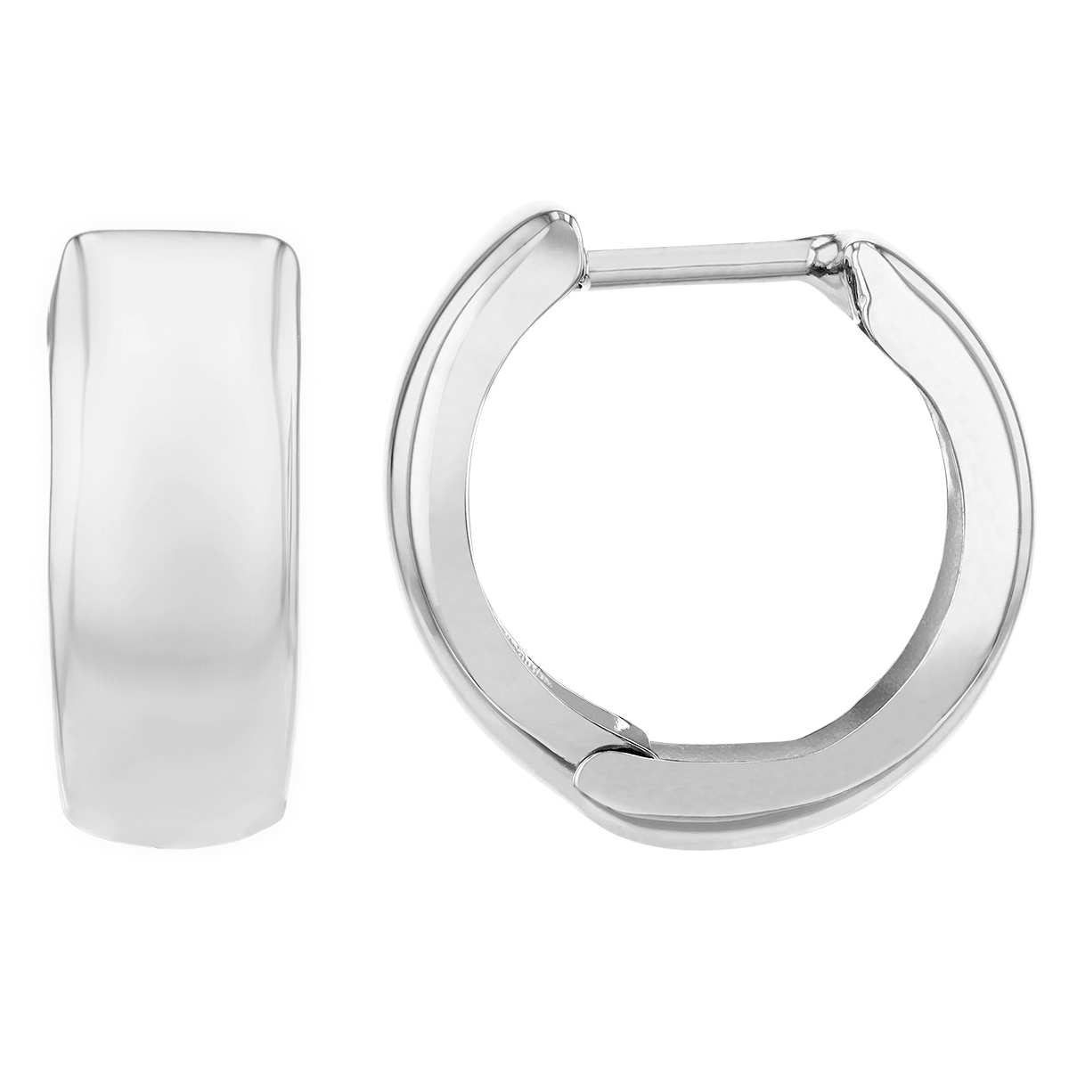 White Gold Hinged Huggie Hoop Earrings