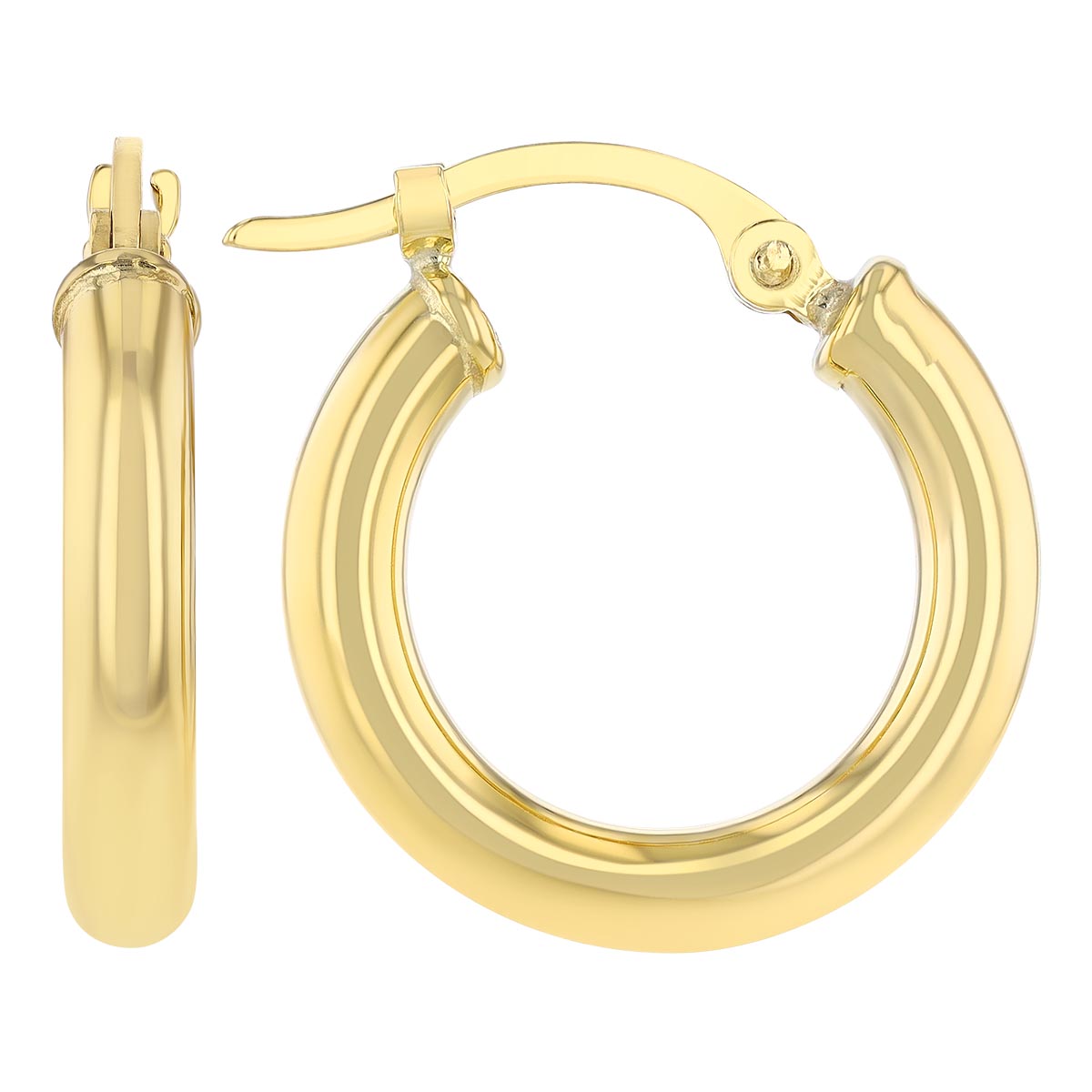 Yellow Gold Tube Hoop Earrings, 2.5 x 15 mm