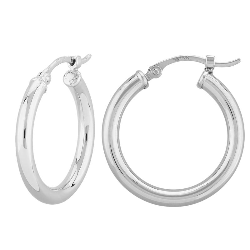 White Gold Tube Hoop Earrings, 2.5x20mm | Borsheims