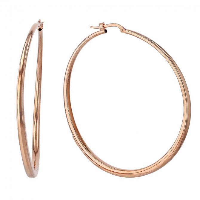 Roberto Coin Rose Gold XL Curved Graduated Hoop Earrings, 60 mm