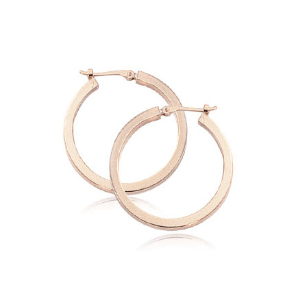 Rose Gold Square Edge Tube Hoop Earrings, 2 x 25 mm