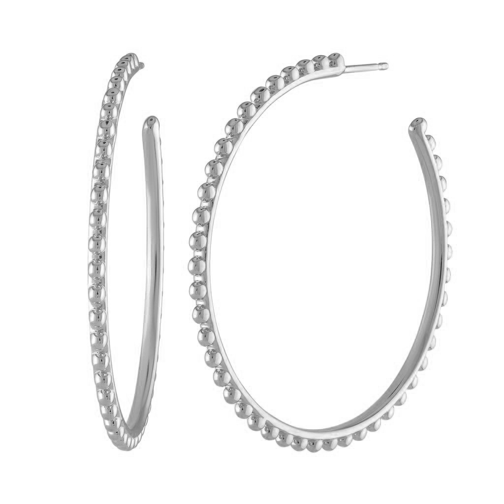 My Story Stevi White Gold Beaded Hoop Earrings