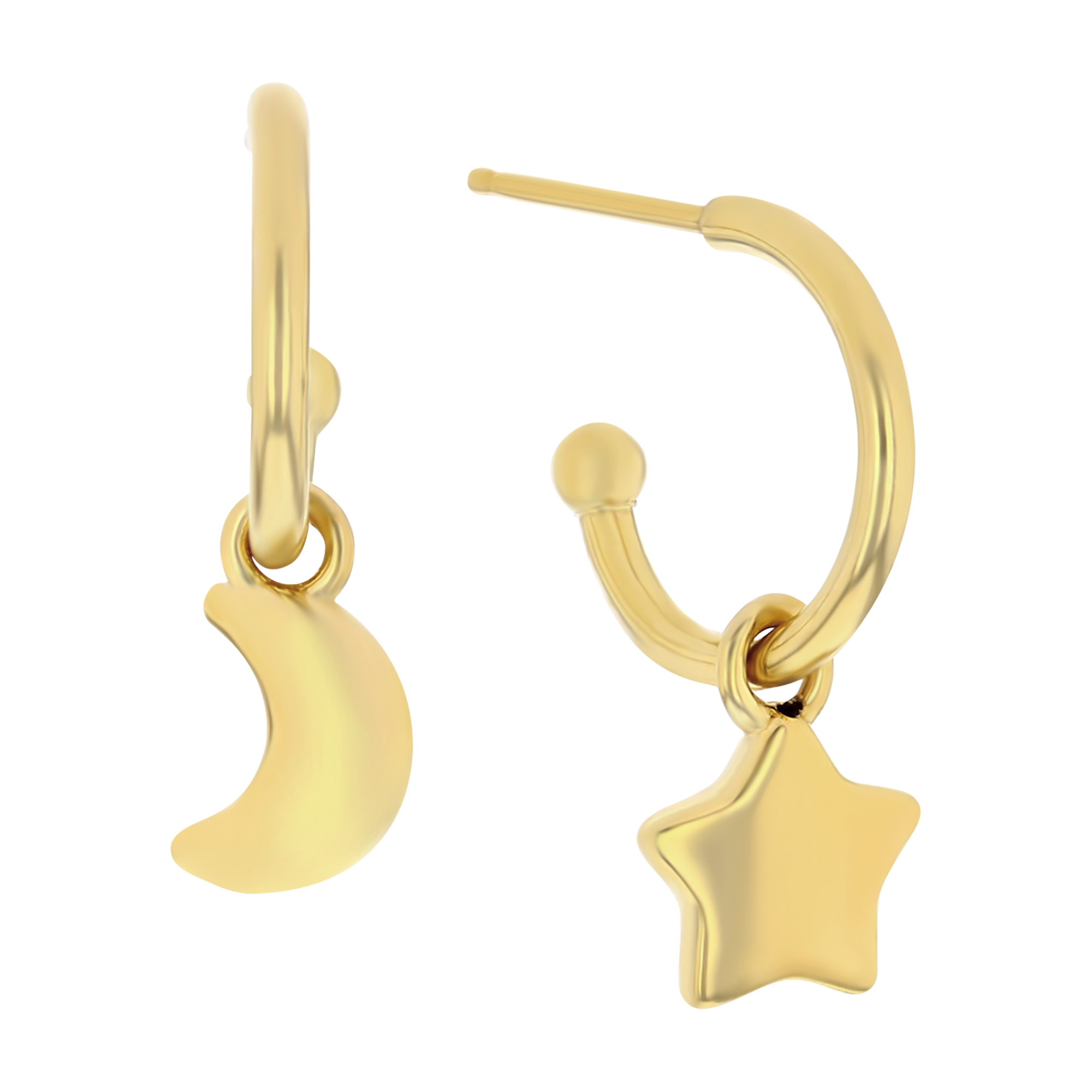 celestial earrings gift for her moon and star earrings northern star earrings free shipping gold star dangle Crescent moon earrings