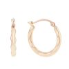 Rose Gold Embossed Wave Pattern Hoop Earrings, Small