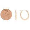Rose Gold Embossed Wave Pattern Hoop Earrings, Small