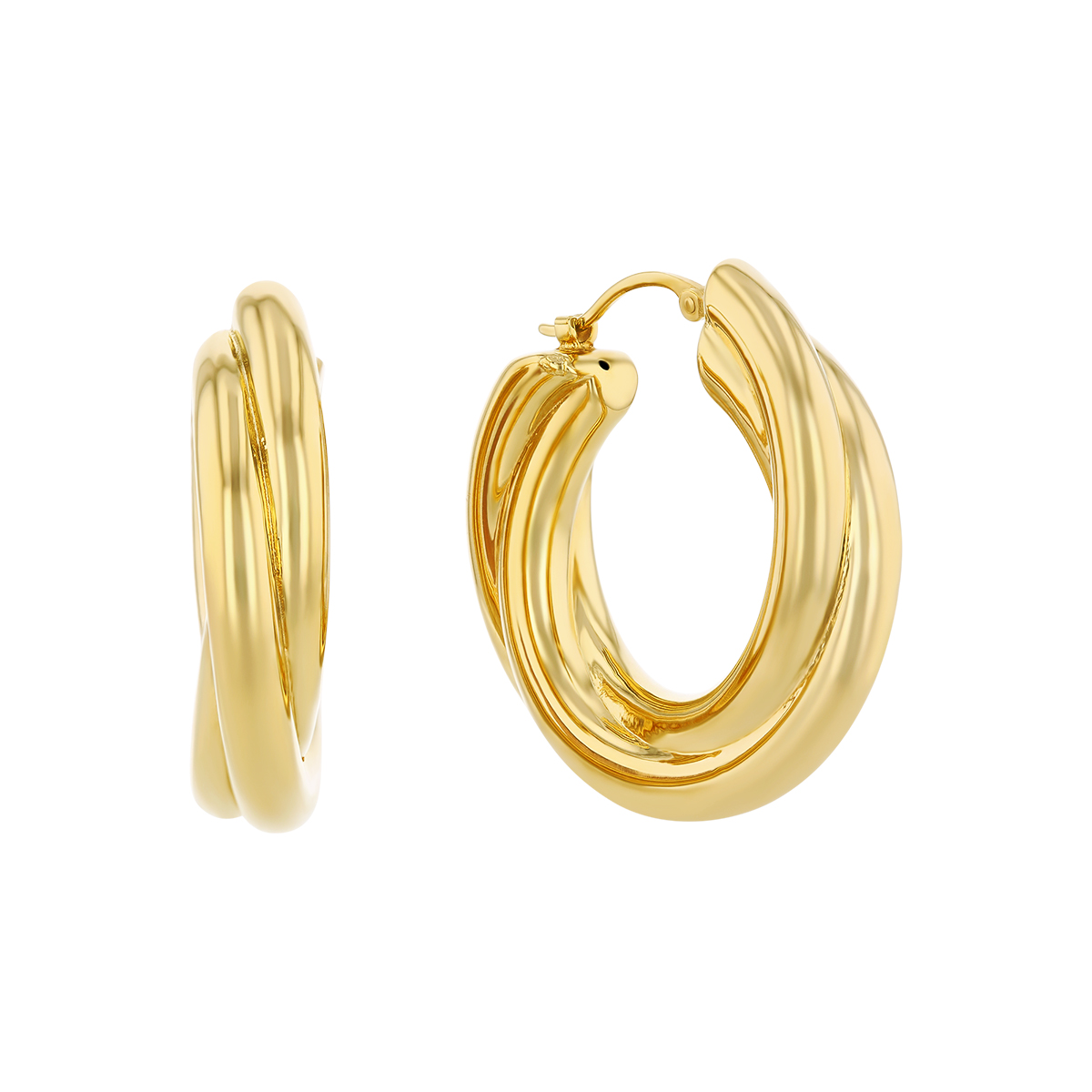 14k Yellow Gold Twisted Hoop Earrings