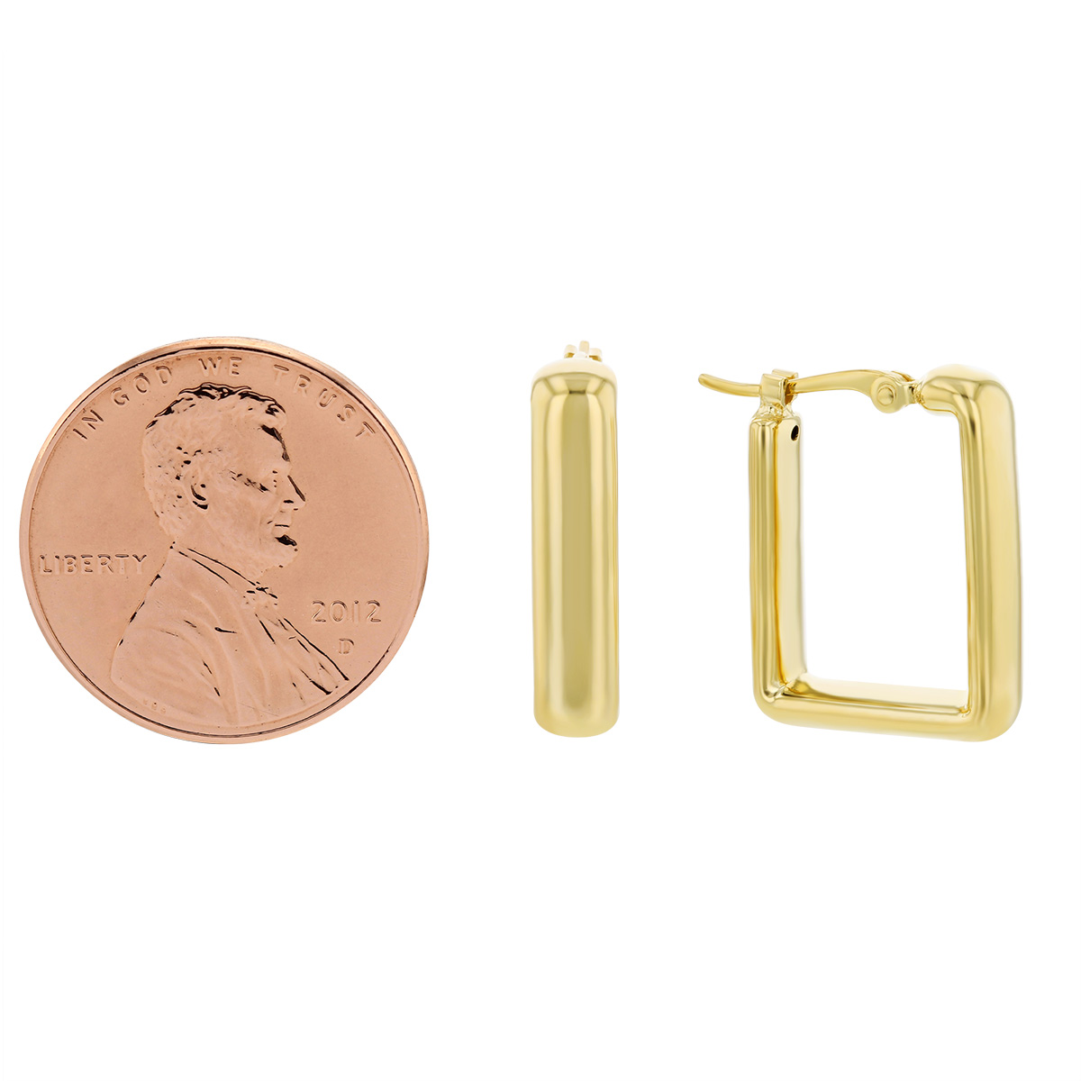 Yellow Gold Small Square Hoop Earrings