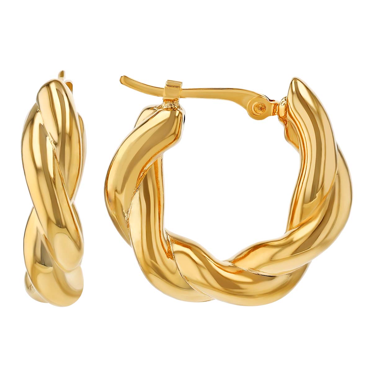 Yellow Gold Twisted Small Hoop Earrings