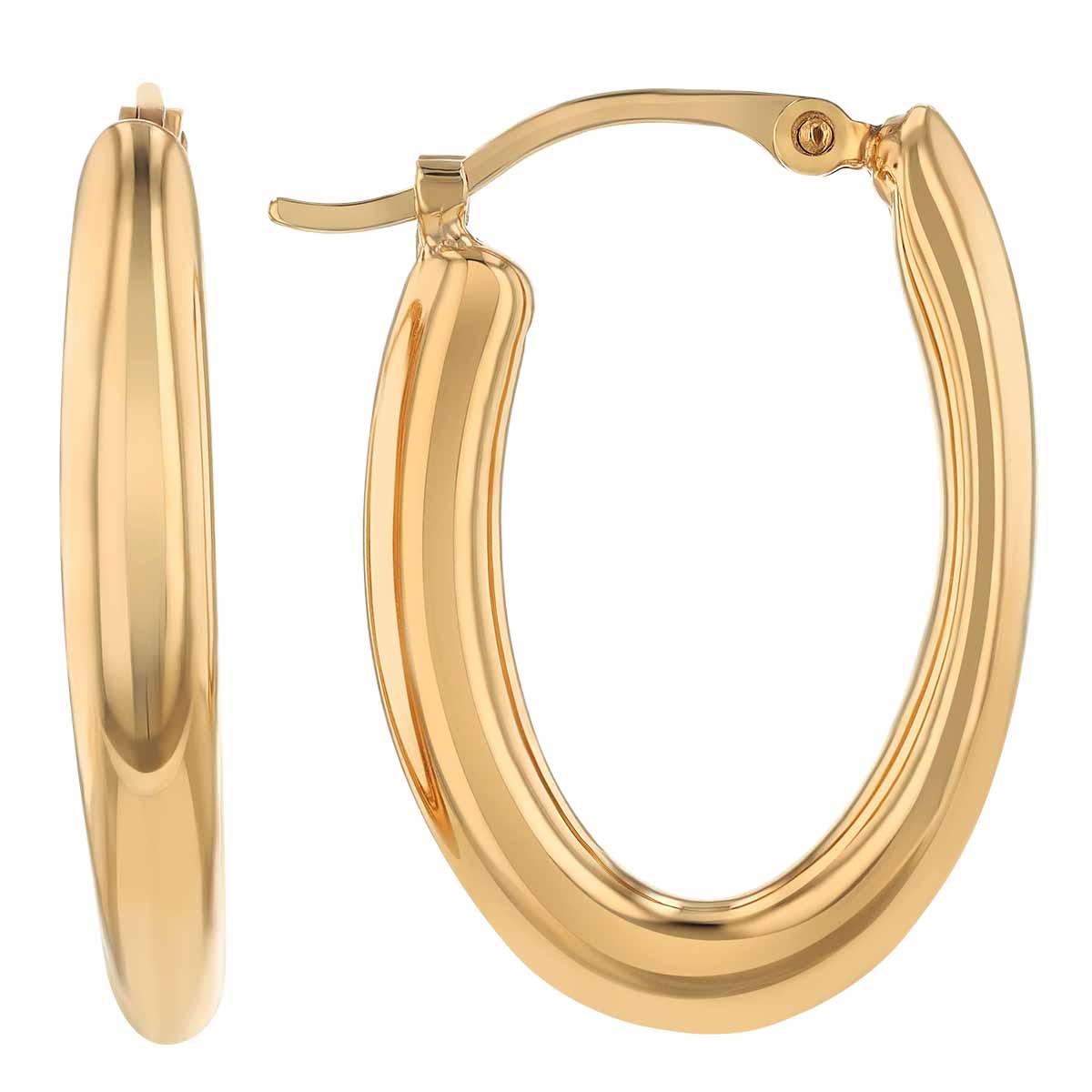 Yellow Gold Small Oval Huggie Hoop Earrings
