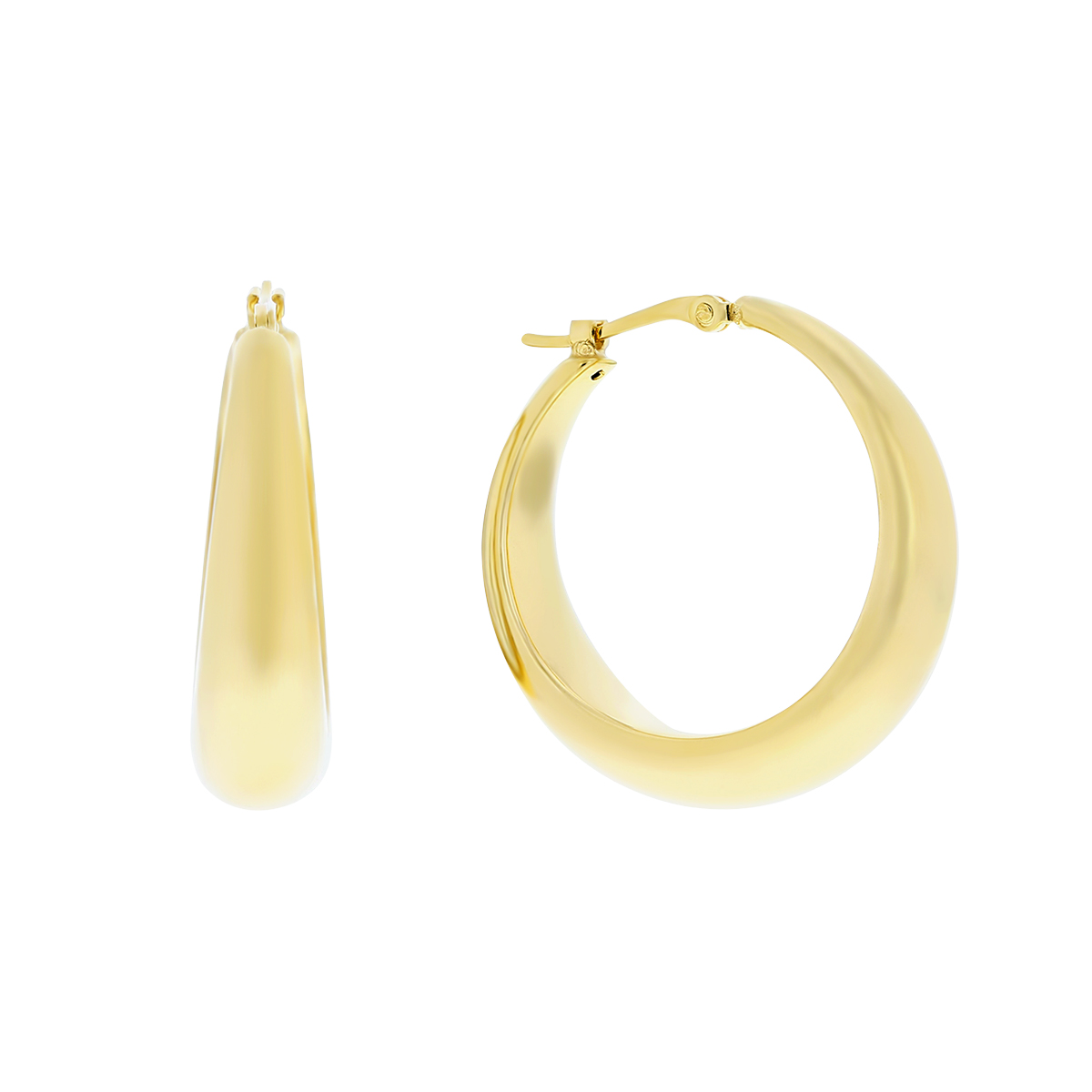 14K Yellow Gold Tapered Hoop Earrings