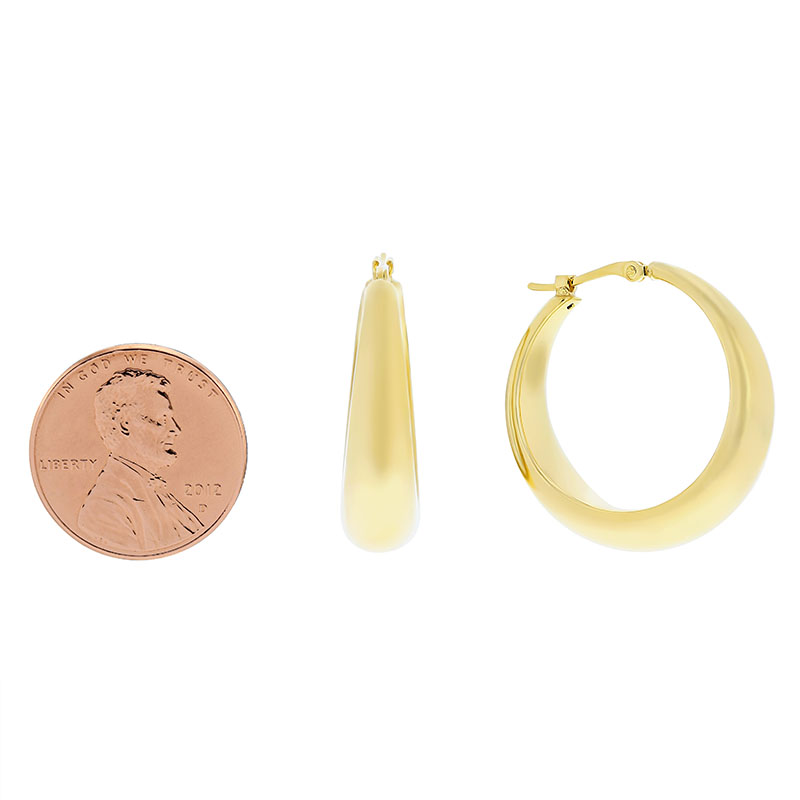 14K Yellow Gold Tapered Hoop Earrings