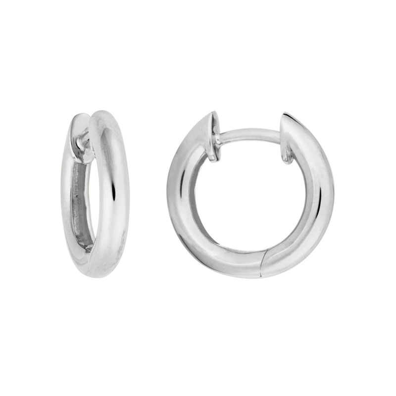 White Gold Rounded Huggie Hoop Earrings | Borsheims