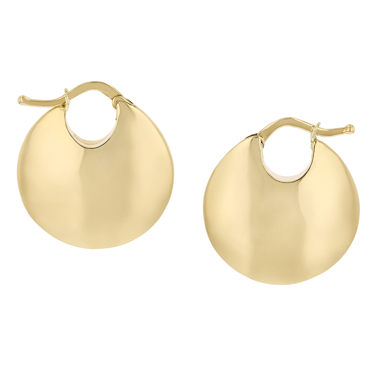 Yellow Gold Disc Hoop Earrings