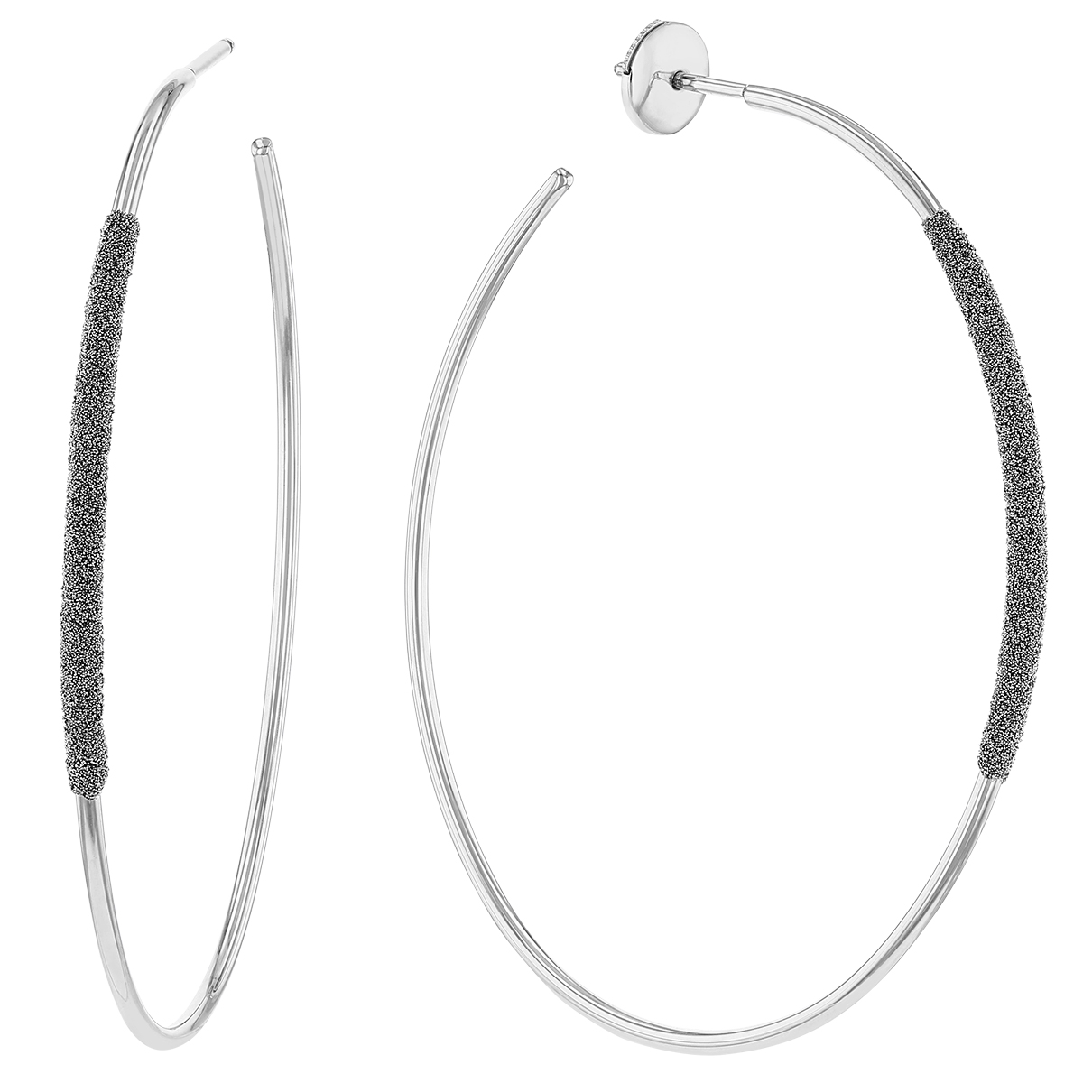 Pesavento Diamanti Large Oval Earrings in 18K White Gold with Storm Grey Diamond Dust