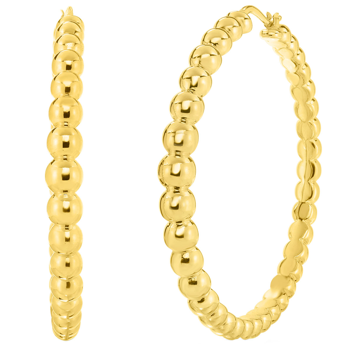 Roberto Coin Oro Classic Yellow Gold Extra Large Beaded Hoop Earrings