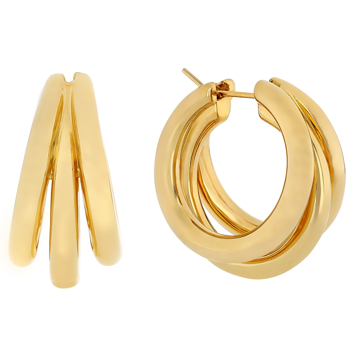 Roberto Coin Oro Classic Yellow Gold Triple Hoop Huggie Earrings