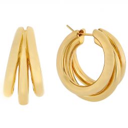 Image for Roberto Coin Oro Classic Yellow Gold Triple Hoop Huggie Earrings