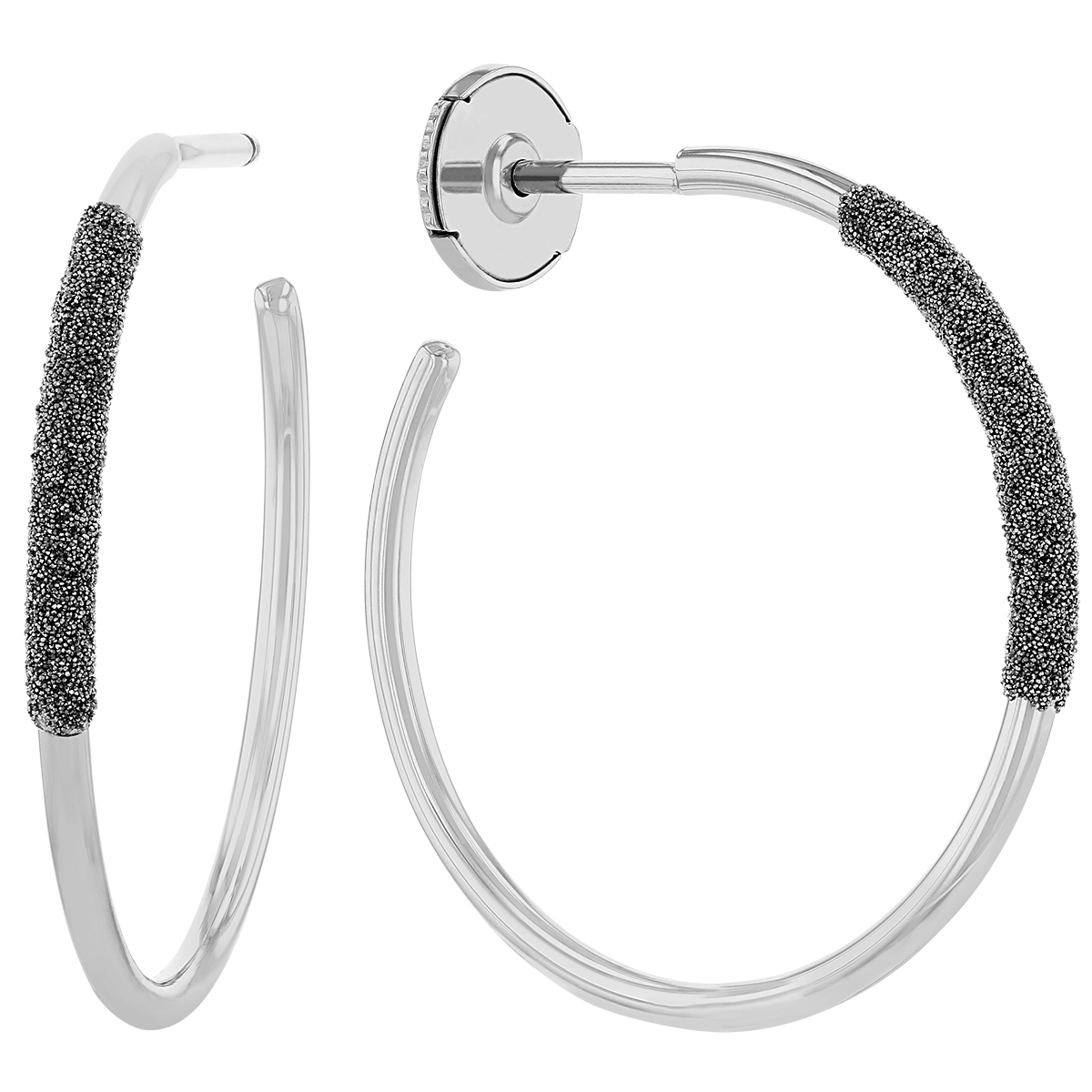 Pesavento Diamanti Small Hoop Earrings in 18K White Gold with Storm Gray Diamond Dust